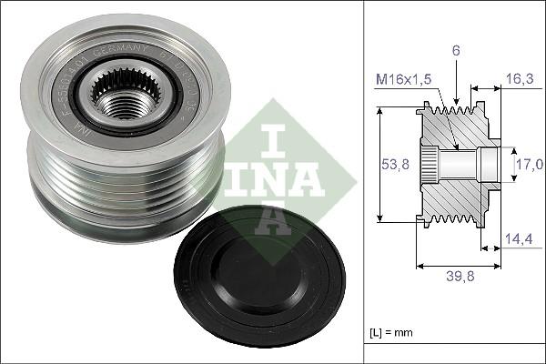 INA 535 0170 10 - Шкив генератора, муфта autospares.lv