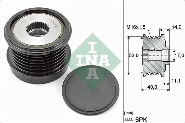 INA 535 0293 10 - Шкив генератора, муфта autospares.lv