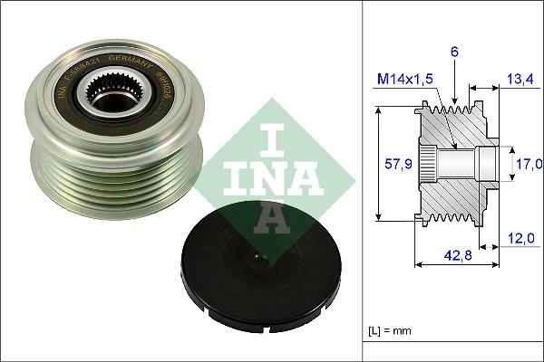 INA 535 0240 10 - Шкив генератора, муфта autospares.lv