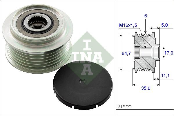 INA 535 0250 10 - Шкив генератора, муфта autospares.lv