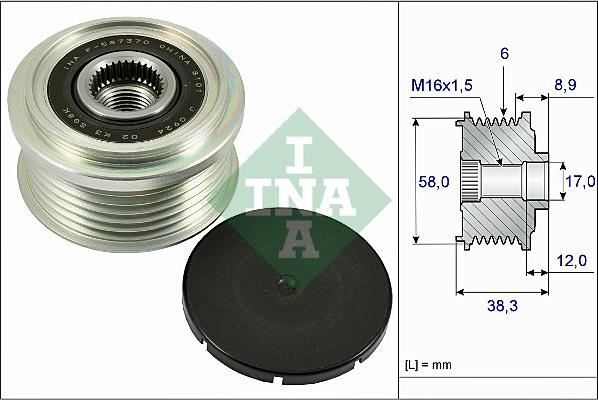 INA 535 0266 10 - Шкив генератора, муфта autospares.lv