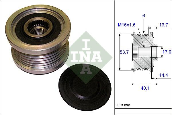 INA 535 0202 10 - Шкив генератора, муфта autospares.lv