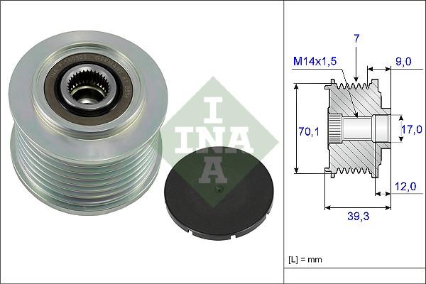 INA 535 0214 10 - Шкив генератора, муфта autospares.lv