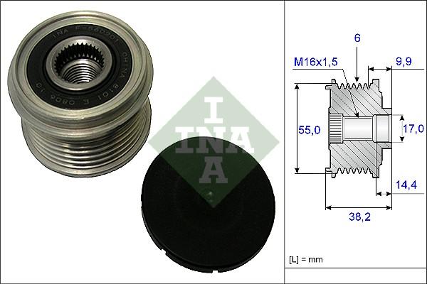 INA 535 0216 10 - Шкив генератора, муфта autospares.lv