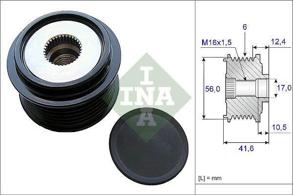 INA 535 0210 10 - Шкив генератора, муфта autospares.lv