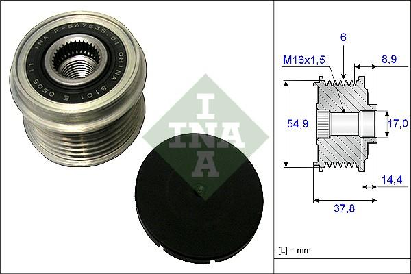 INA 535 0217 10 - Шкив генератора, муфта autospares.lv