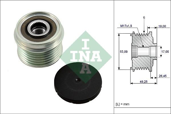 INA 535 0233 10 - Шкив генератора, муфта autospares.lv