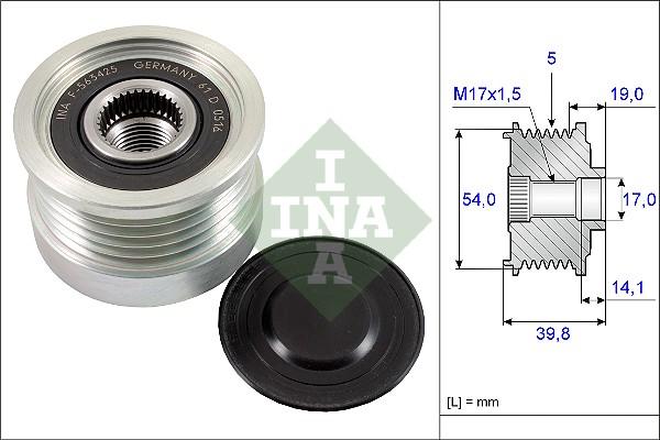 INA 535 0221 10 - Шкив генератора, муфта autospares.lv