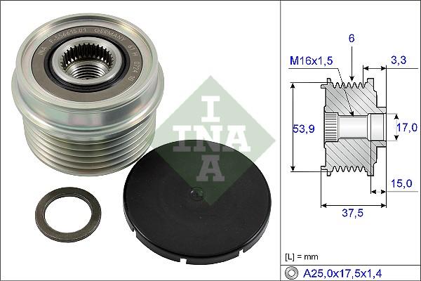 INA 535 0223 10 - Шкив генератора, муфта autospares.lv