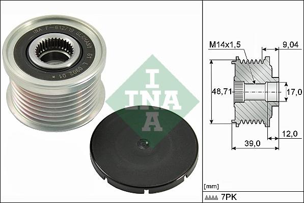 INA 535 0275 10 - Шкив генератора, муфта autospares.lv