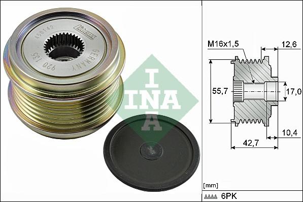 INA 535 0276 10 - Шкив генератора, муфта autospares.lv