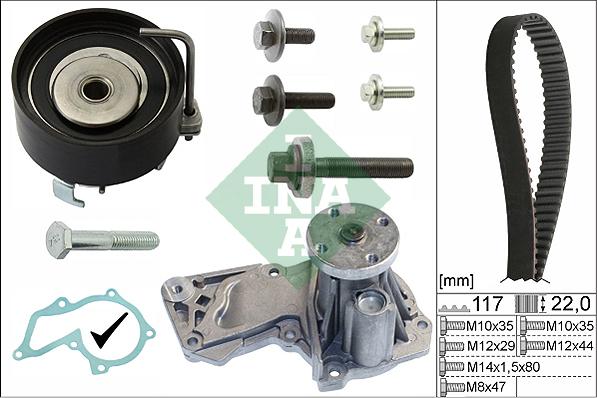 INA 530 0495 30 - Водяной насос + комплект зубчатого ремня ГРМ autospares.lv