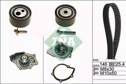 INA 530 0446 30 - Водяной насос + комплект зубчатого ремня ГРМ autospares.lv