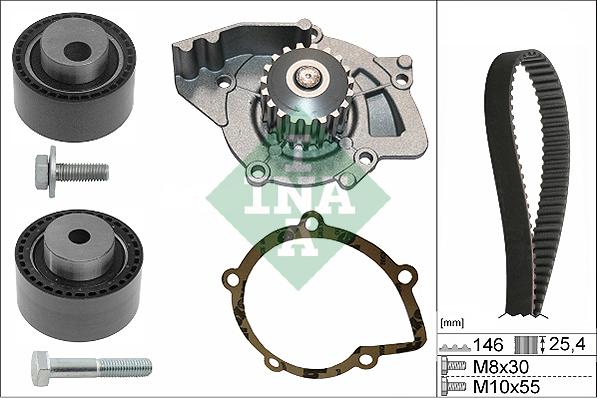 INA 530 0446 31 - Водяной насос + комплект зубчатого ремня ГРМ autospares.lv