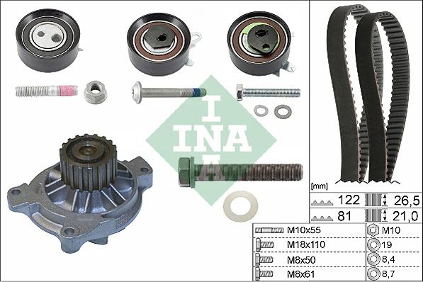 INA 530 0484 31 - Водяной насос + комплект зубчатого ремня ГРМ autospares.lv