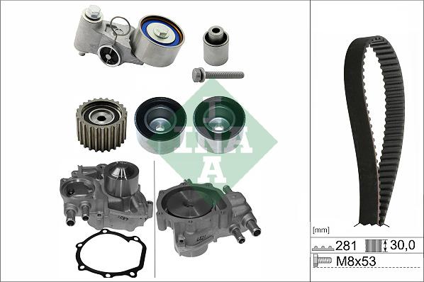 INA 530 0563 30 - Водяной насос + комплект зубчатого ремня ГРМ autospares.lv