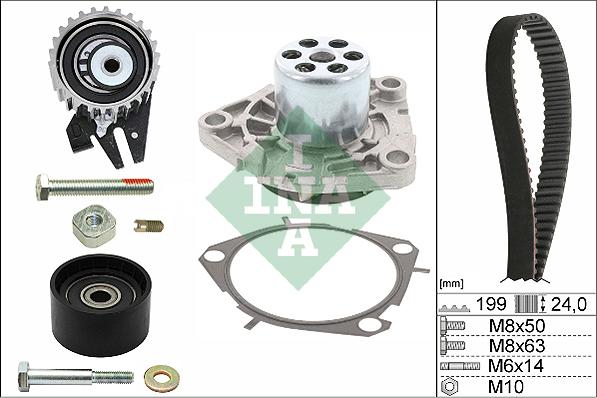 INA 530 0562 30 - Водяной насос + комплект зубчатого ремня ГРМ autospares.lv