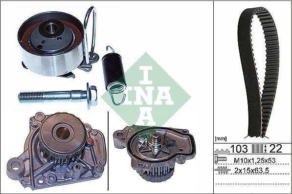 INA 530 0505 31 - Водяной насос + комплект зубчатого ремня ГРМ autospares.lv