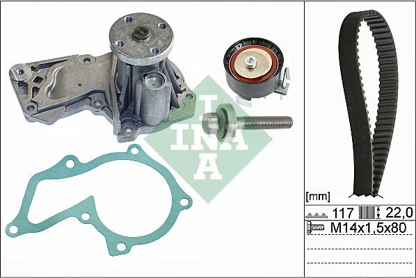 INA 530 0605 30 - Водяной насос + комплект зубчатого ремня ГРМ autospares.lv