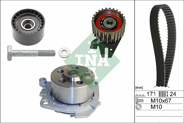 INA 530 0606 30 - Водяной насос + комплект зубчатого ремня ГРМ autospares.lv