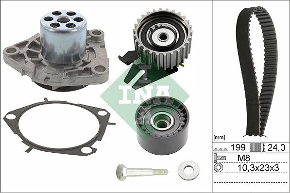 INA 530 0628 30 - Водяной насос + комплект зубчатого ремня ГРМ autospares.lv