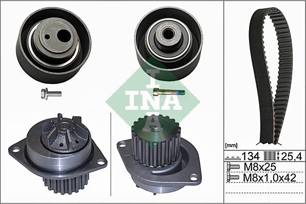 INA 530 0055 30 - Водяной насос + комплект зубчатого ремня ГРМ autospares.lv