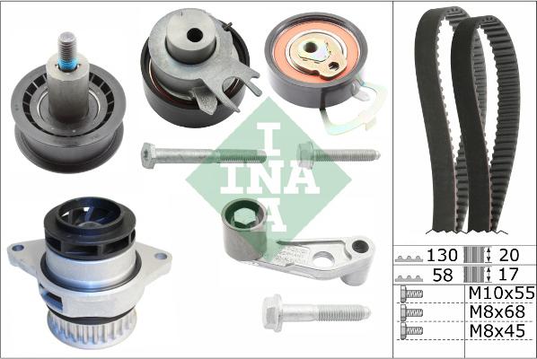 INA 530 0089 30 - Водяной насос + комплект зубчатого ремня ГРМ autospares.lv