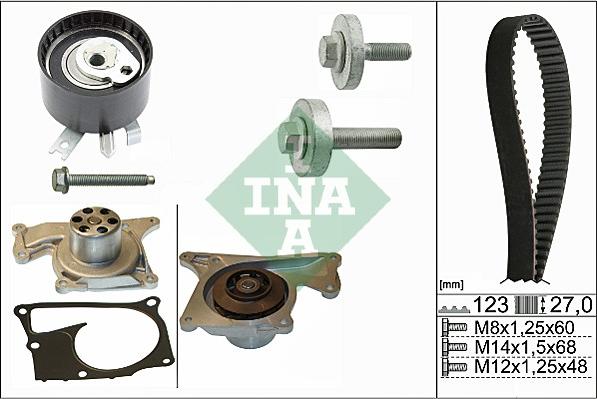 INA 530 0197 32 - Водяной насос + комплект зубчатого ремня ГРМ autospares.lv