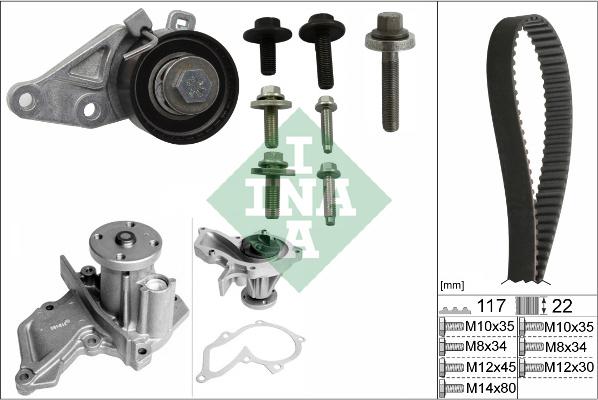 INA 530 0140 30 - Водяной насос + комплект зубчатого ремня ГРМ autospares.lv