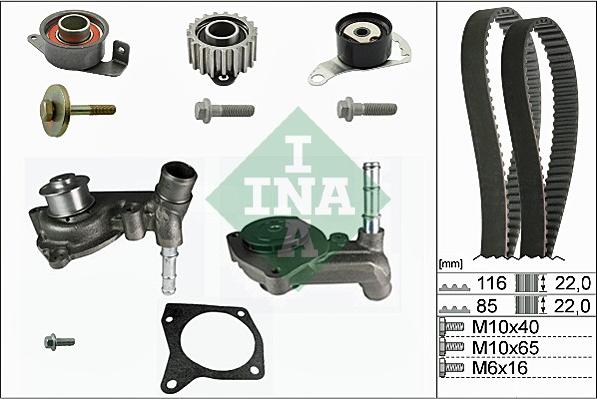 INA 530 0104 30 - Водяной насос + комплект зубчатого ремня ГРМ autospares.lv