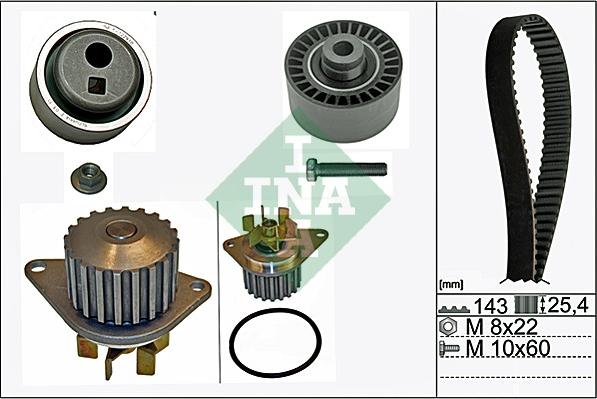 INA 530 0105 30 - Водяной насос + комплект зубчатого ремня ГРМ autospares.lv