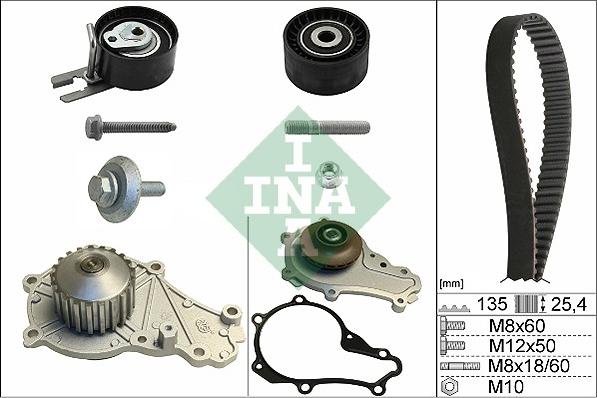 INA 530 0369 30 - Водяной насос + комплект зубчатого ремня ГРМ autospares.lv