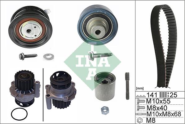 INA 530 0361 30 - Водяной насос + комплект зубчатого ремня ГРМ autospares.lv