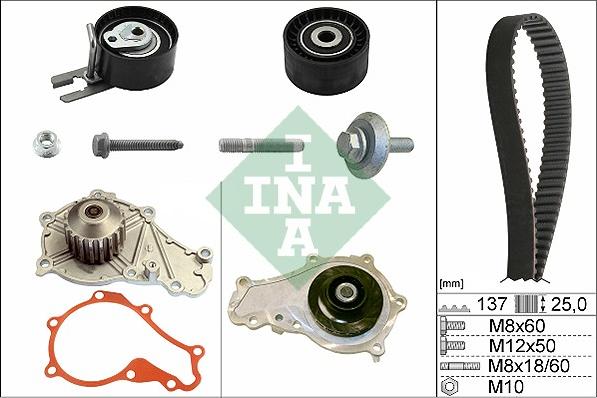 INA 530 0375 30 - Водяной насос + комплект зубчатого ремня ГРМ autospares.lv