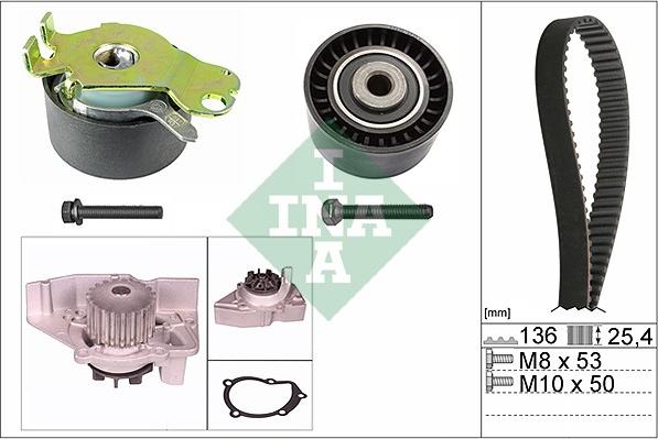 INA 530 0236 30 - Водяной насос + комплект зубчатого ремня ГРМ autospares.lv