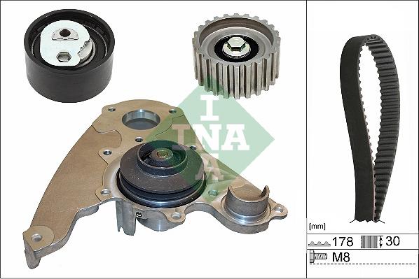 INA 530 0232 30 - Водяной насос + комплект зубчатого ремня ГРМ autospares.lv