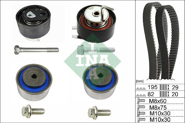 INA 530 0734 10 - Комплект зубчатого ремня ГРМ autospares.lv