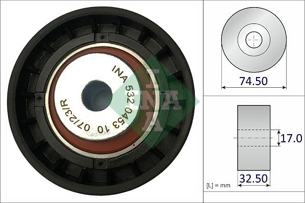 INA 532 0453 10 - Ролик, поликлиновый ремень autospares.lv