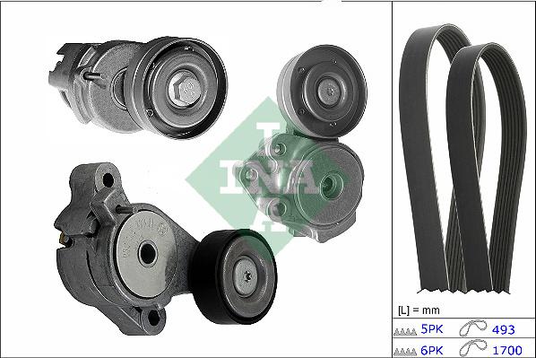 INA 529 0501 10 - Поликлиновый ременный комплект autospares.lv