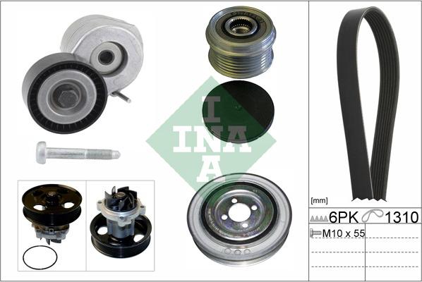 INA 529 0045 30 - Водяной насос + комплект ручейковых ремней autospares.lv