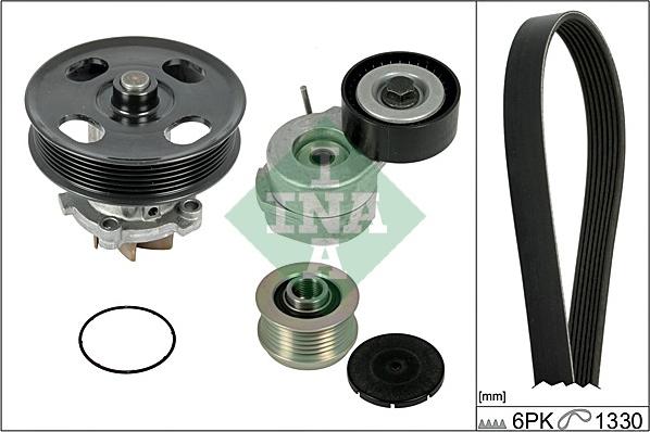 INA 529 0042 30 - Водяной насос + комплект ручейковых ремней autospares.lv