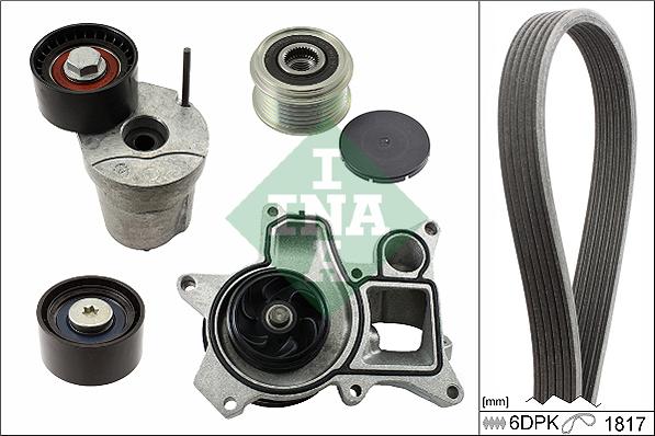 INA 529 0048 30 - Водяной насос + комплект ручейковых ремней autospares.lv