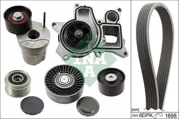 INA 529 0019 30 - Водяной насос + комплект ручейковых ремней autospares.lv