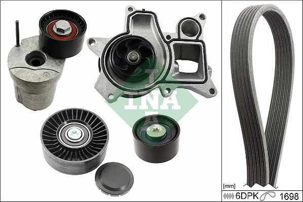 INA 529 0369 30 - Водяной насос + комплект ручейковых ремней autospares.lv