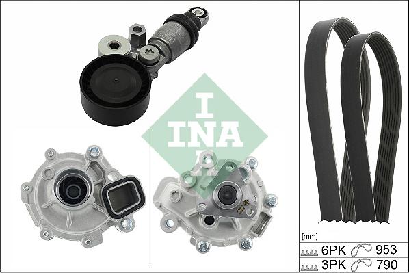 INA 529 0371 30 - Водяной насос + комплект ручейковых ремней autospares.lv