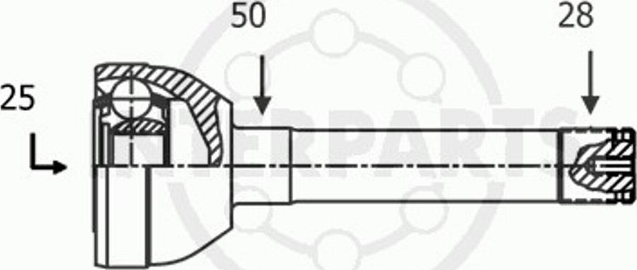 InterParts OJ0134 - Шарнирный комплект, ШРУС, приводной вал autospares.lv
