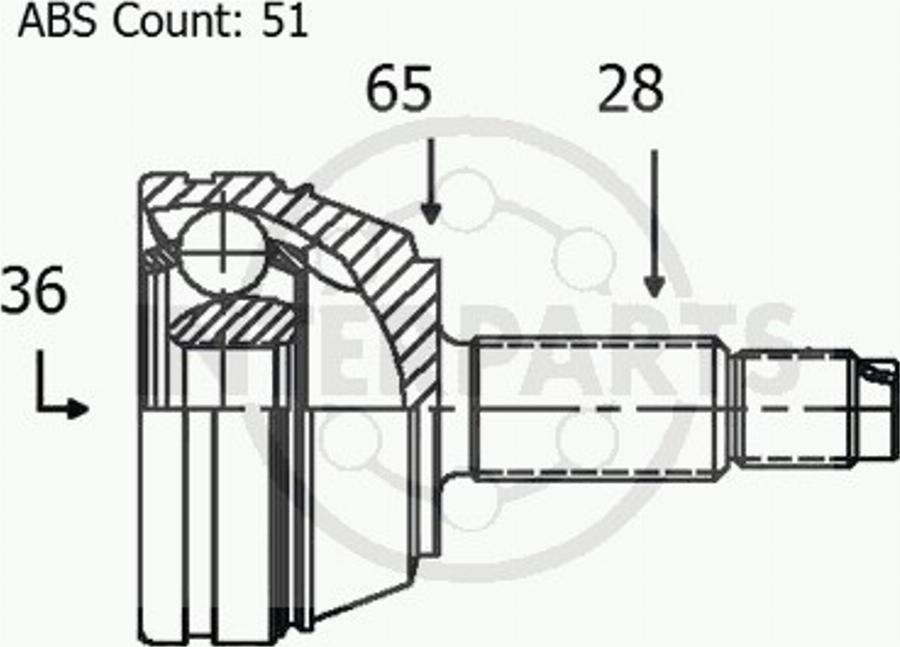 InterParts OJ-1494 - Шарнирный комплект, ШРУС, приводной вал autospares.lv