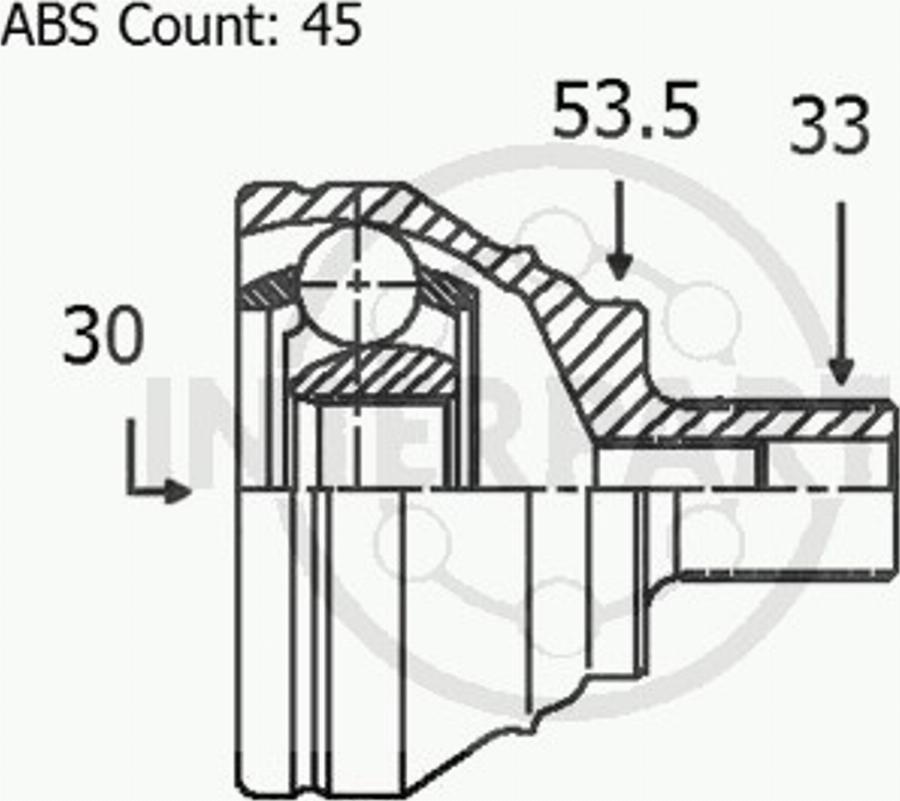 InterParts OJ1438 - Шарнирный комплект, ШРУС, приводной вал autospares.lv