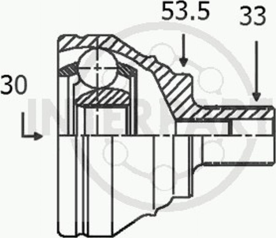 InterParts OJ1604 - Шарнирный комплект, ШРУС, приводной вал autospares.lv