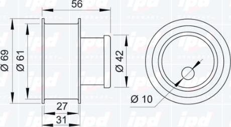 IPD 14-0905 - Натяжной ролик, зубчатый ремень ГРМ autospares.lv